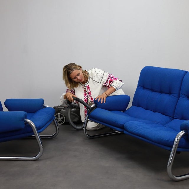 Metal Tubular Chrome Frame 2-Seater Sofa 1970s For Sale - Image 7 of 10