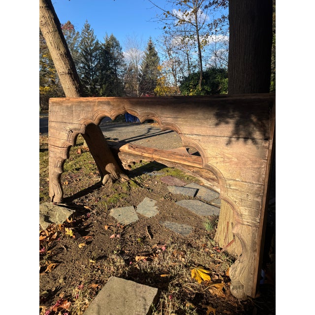 Large Architectural Salvage Indian Carved wood Arch. Originally part of a Pergola. Wood was probably imported from Indian....