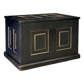 Late 19th Century Painted Cedar Blanket Chest in Black and Gold For Sale