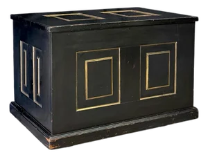 Late 19th Century Painted Cedar Blanket Chest in Black and Gold