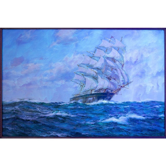 Seascape Painting of American Clipper Ship “Red Cloud” by Henry Scott For Sale - Image 14 of 18