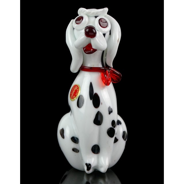 Murano Vintage Murano Dalmatian Puppy Dog With Red Scarf and Label Italian Art Glass Figurine Sculpture For Sale - Image 4 of 10