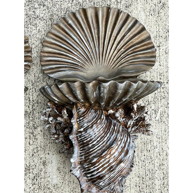 Vintage Silvered Clam Shell Brackets - A Pair For Sale - Image 10 of 12