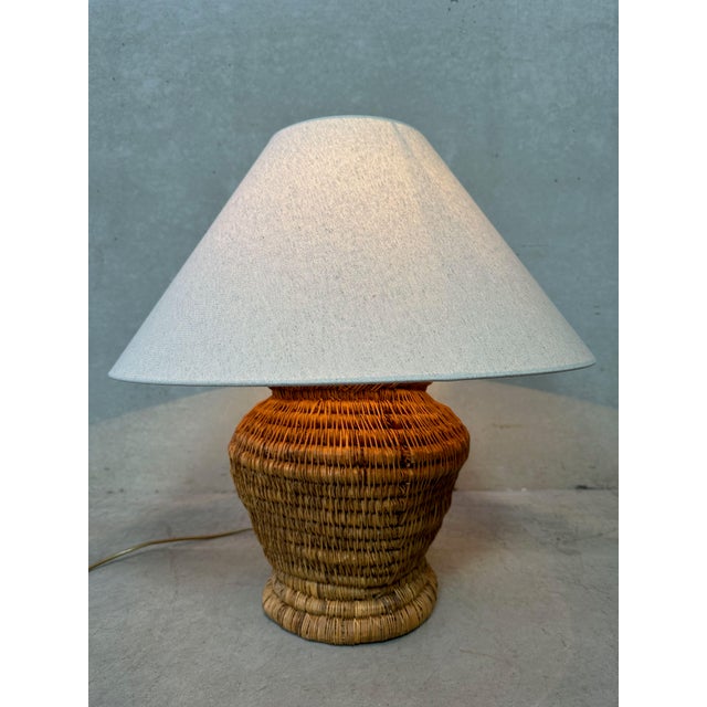 Vintage Table Lamp in Rattan, 1970s For Sale - Image 6 of 10