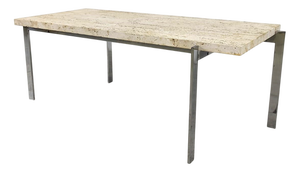 Vintage Travertine and Chrome Coffee Table, 1970s