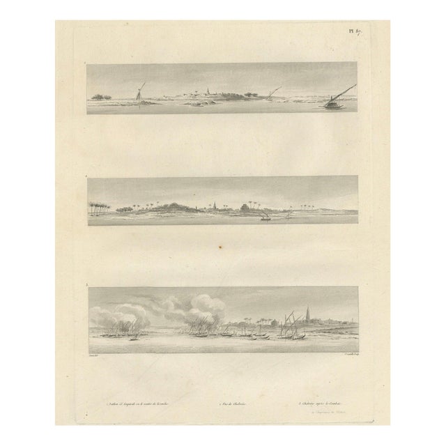 After Dominique Vivant Denon, Napoleonic Egypt Campaign: Three Panoramic Views Along the Nile, 1802, Engraving on Paper For Sale