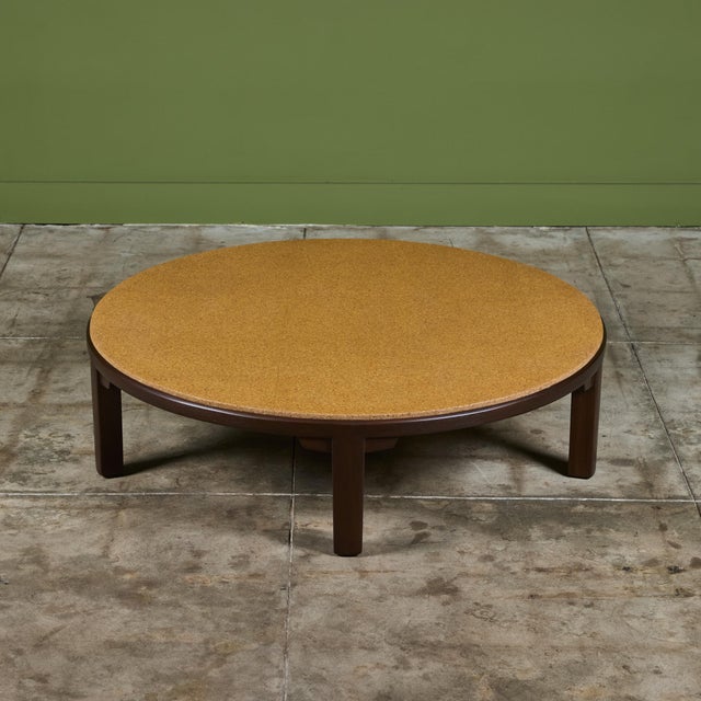 Edward Wormley Round Cork Top Coffee Table for Dunbar For Sale In Los Angeles - Image 6 of 12