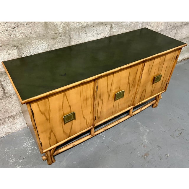 1960s Chinoiserie Inspired Rattan Sideboard in the Adrien Audoux & Frida Minet Style. For Sale In Miami - Image 6 of 12