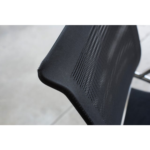 Black Technical Chromed Steel Desk Armchairs with Black Upholstery, 1980s, Set of 8 For Sale - Image 8 of 17