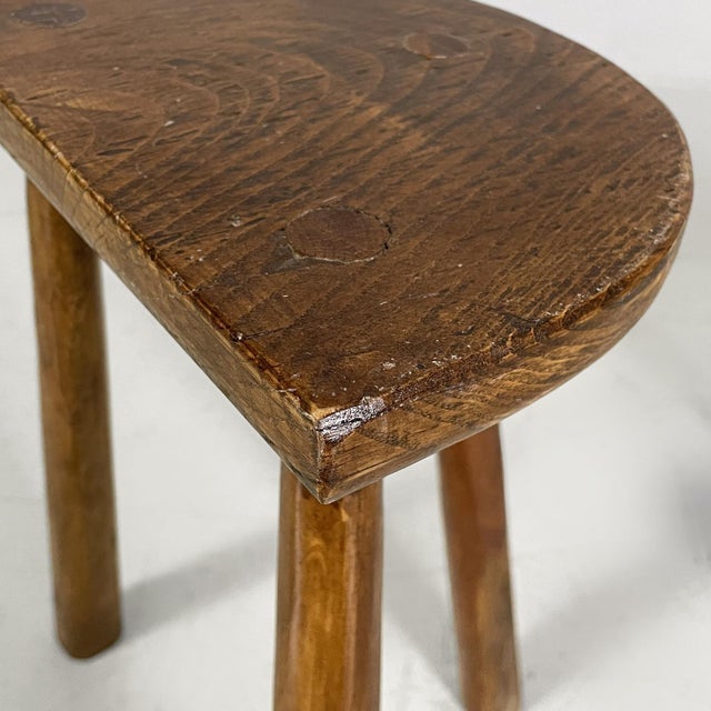 Wood Mid-Century Modern Italian Semi-Circular Stool in Wood, 1950s For Sale - Image 7 of 10