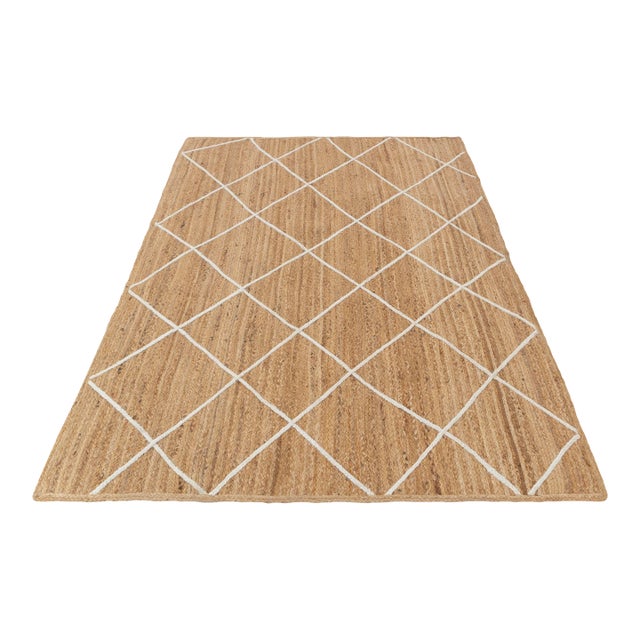 Modern Geometric Bohemian Jute Rug 2.6x8 Ft. For Sale
