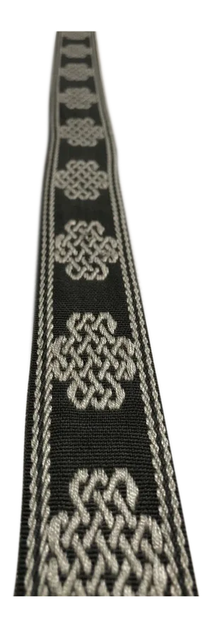 Transitional Charcoal and White European Key Motif Band Fabric Trim - 17 Yards
