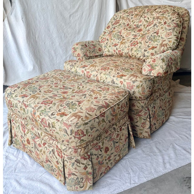 Bring timeless traditional elegance and cozy charm to your home with this Ethan Allen upholstered club chair and matching...