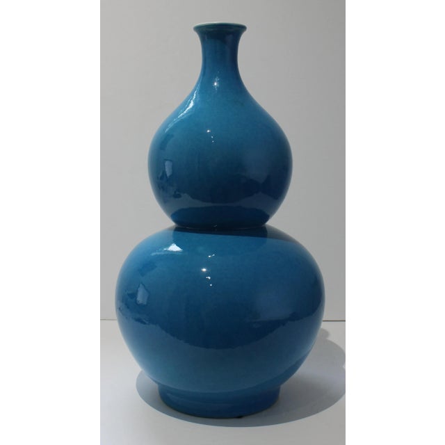 1990s Double Gourd Vase 2ft High Turquoise For Sale - Image 5 of 13