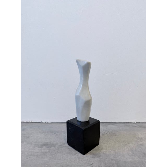 1990s Fatima Fontes Abstract Carrara Marble Sculpture on Granite Base, Brazil 1990s For Sale - Image 5 of 13