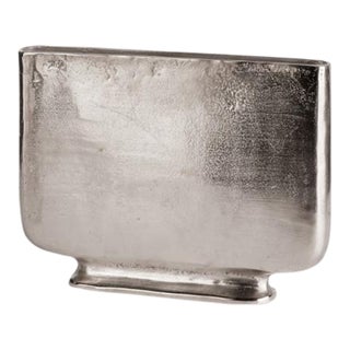 Large Silver Pendleton Metal Vase For Sale