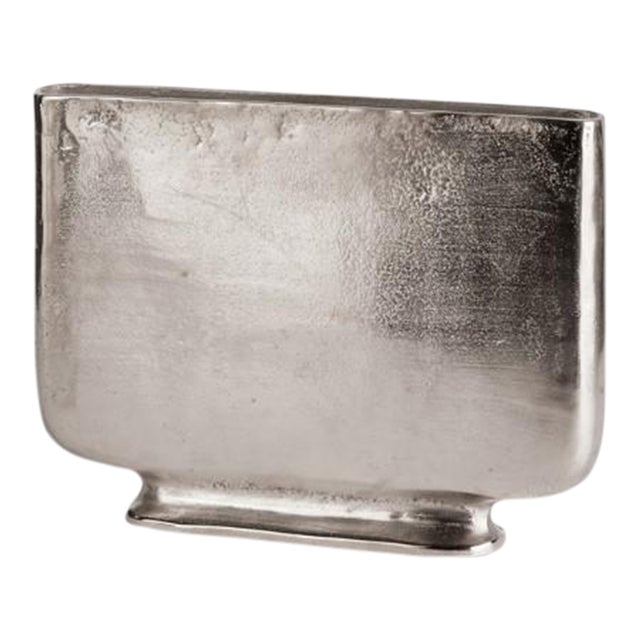 Large Silver Pendleton Metal Vase For Sale