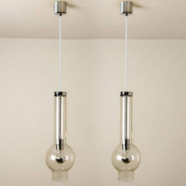 Gold Hand Blown Glass Tube Pendant Lights from Staff Lights, 1970s, Set of 2 For Sale - Image 8 of 11
