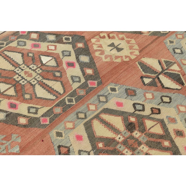1960s Turkish Rustic Style Geometric Design Vintage Kilim Rug For Sale - Image 12 of 13