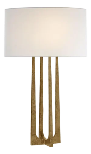 Ian K. Fowler by Visual Comfort Signature Scala Hand-Forged Table Lamp in Gilded Iron with Linen Shade