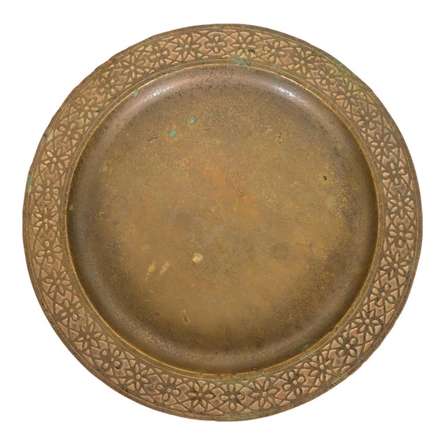 Tiffany Studios New York Bronze Doré Plate With Decorative Border For Sale