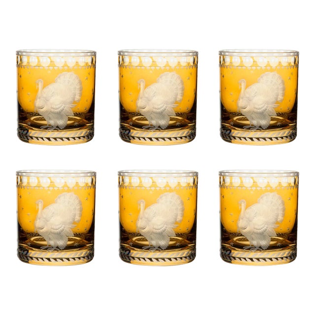 ARTEL Staro Barnyard Turkey Small Tumbler Glass, Set of 6, Amber For Sale