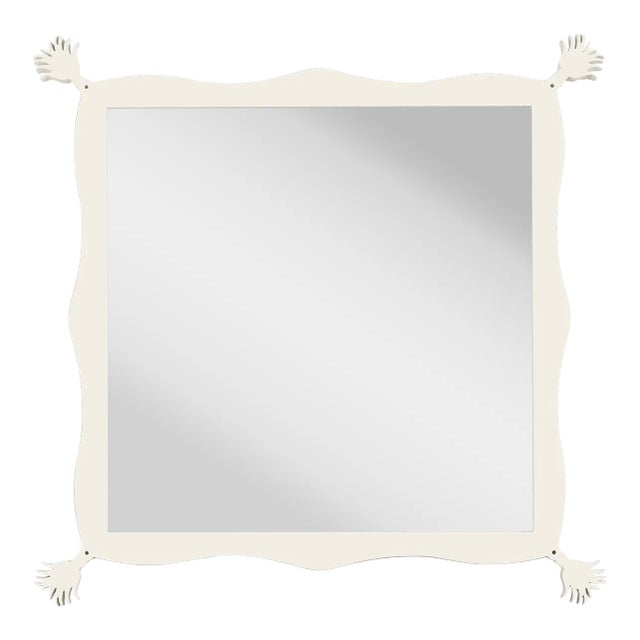 Fleur Home Carnival Iko Iko Square Mirror in Swiss Coffee, 51x51 For Sale
