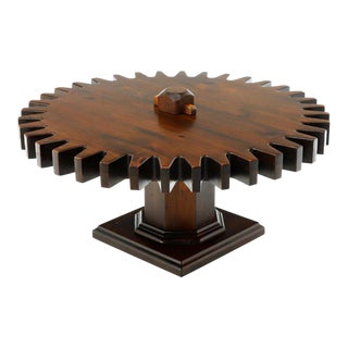 Thick Wooden Large Round Gear Shape Top Coffee Table For Sale