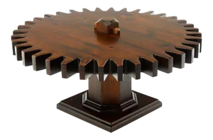 Thick Wooden Large Round Gear Shape Top Coffee Table
