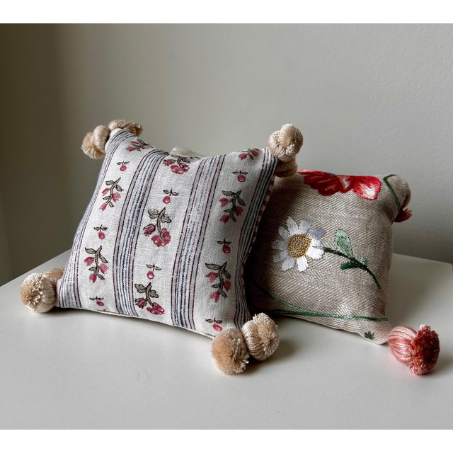Samuel & Sons Artisanal Lavender‑Filled Decorative Pillows — Couture Fabrics & Trim (Schumacher, Nina Campbell, Samuel & Sons), Set of Two For Sale - Image 4 of 12