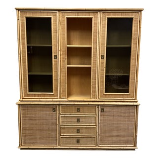 Italian Rattan and Bamboo Display Cabinet from Dal Vera, 1970s For Sale
