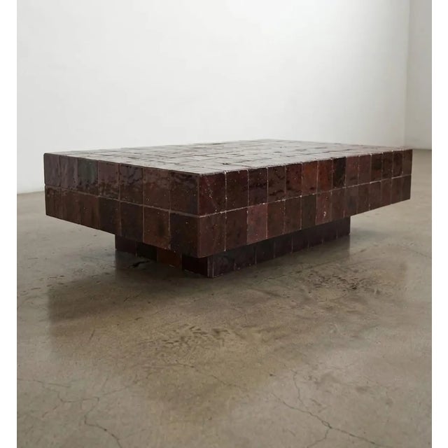 Brown Zellige Coffee Table – Handmade Moroccan Glazed Tile, Ready to Ship For Sale - Image 4 of 6