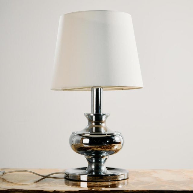 Beige Vintage Chrome Table Lamp, 1970s For Sale - Image 8 of 8