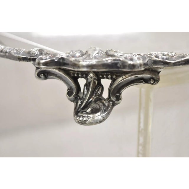 Vintage Sheffield Victorian Ornate Silver Plated Serving Platter Tray For Sale - Image 9 of 12