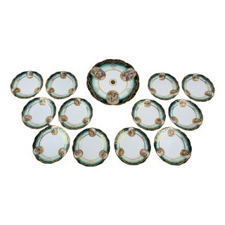 Viennese Jugendstil Cake Stand and Plates, Vienna, 1910s, Set of 13 For Sale