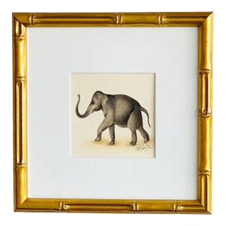 Original Hand-Painted Elepahant Painting. Framed For Sale