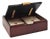 French Burgundy Stitched Leather & Brass Cards Box, 1970s For Sale