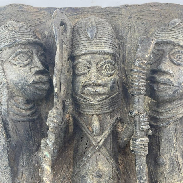 Early 20th Century Benin Bronze Adorned Cast Plaque For Sale - Image 4 of 8