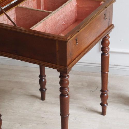 Antique French Sewing Table with Hinged Lid, Late 19th Century For Sale - Image 11 of 16