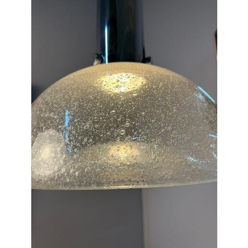 Large Pendant Lamp in Chrome and Frosted Glass by Herbert Proft for Glashütte Limburg For Sale - Image 4 of 11