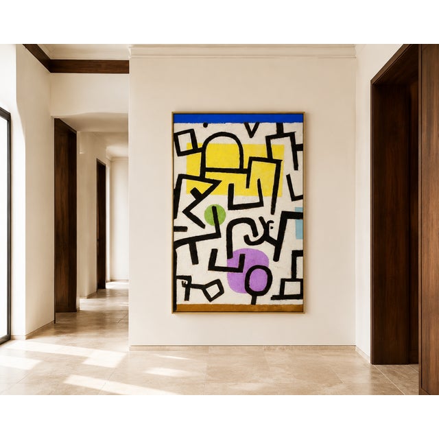 Paul Klee abstract wall art featuring colorful geometric forms and bold black linework, adapted from the right portion of...