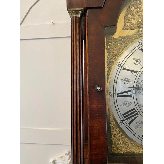 Antique George III Quality Eight Day Brass Face Oak Longcase Clock For Sale - Image 13 of 14