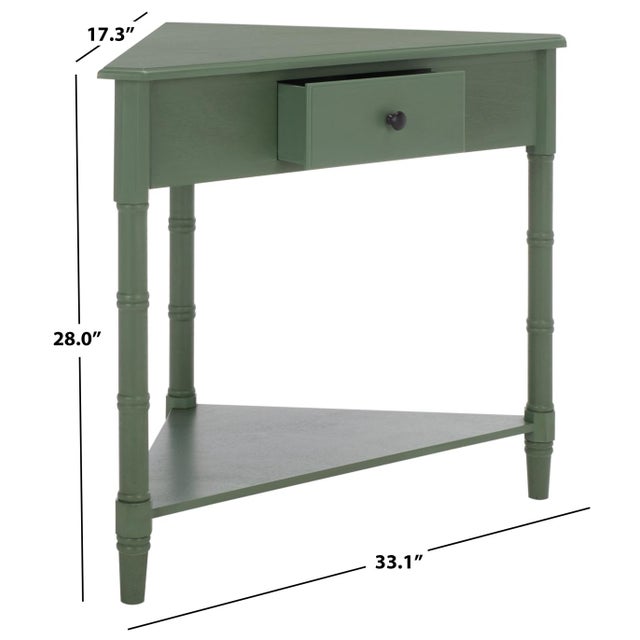 Contemporary Gomez 1 Drawer 1 Shelf Corner Table in Dusty Green For Sale - Image 3 of 10