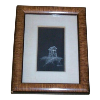 1990s Abstract Covered Well Scratchboard Drawing by Michele Beaulieu Maria Naquaiya, Framed For Sale