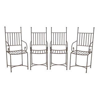 French Iron Scroll Dining Chairs, Set of 4 For Sale