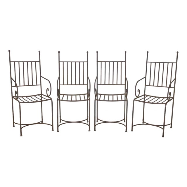 French Iron Scroll Dining Chairs, Set of 4 For Sale