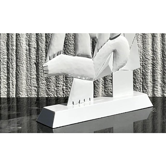 Vintage Cubist Lacquered Metal Sculpture of Woman For Sale - Image 10 of 12
