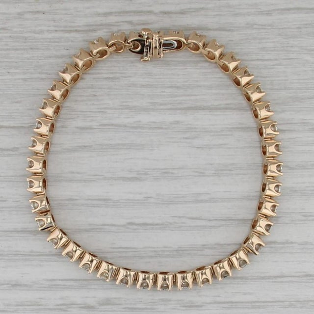2010s 3ctw Diamond Tennis Bracelet 14k Yellow Gold 6.5" 4.4mm For Sale - Image 5 of 9