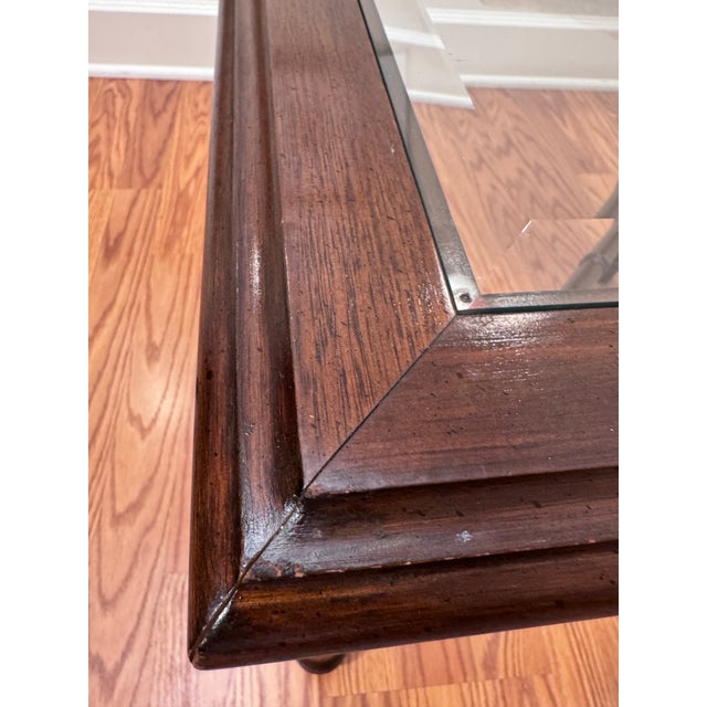 Vintage Chinoiserie Chippendale Style Mahogany Solid Wood, Glass & Brass Finish Side Table For Sale - Image 10 of 12