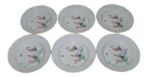 19th Century Meissen Kakiemon Porcelain Basketweave Rim & Gilt Highlight Soup Bowls - Set of 6